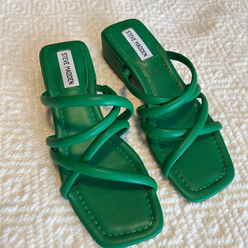 Steve Madden Green Strappy Slide Sandals
